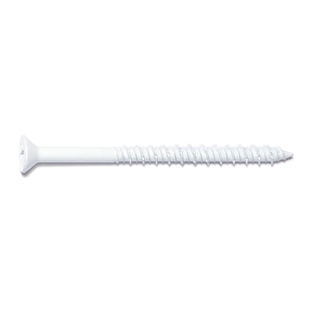 Midwest Fastener Masonry Screw, 1/4" Dia., Flat, 2 3/4 in L, Steel White Ruspert, 100 PK 09703